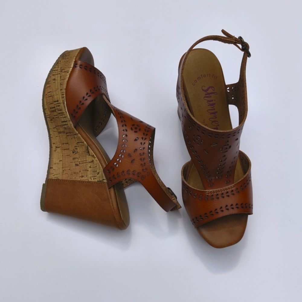 Platform Cork Wedges Shimmer By EDL Size 8M